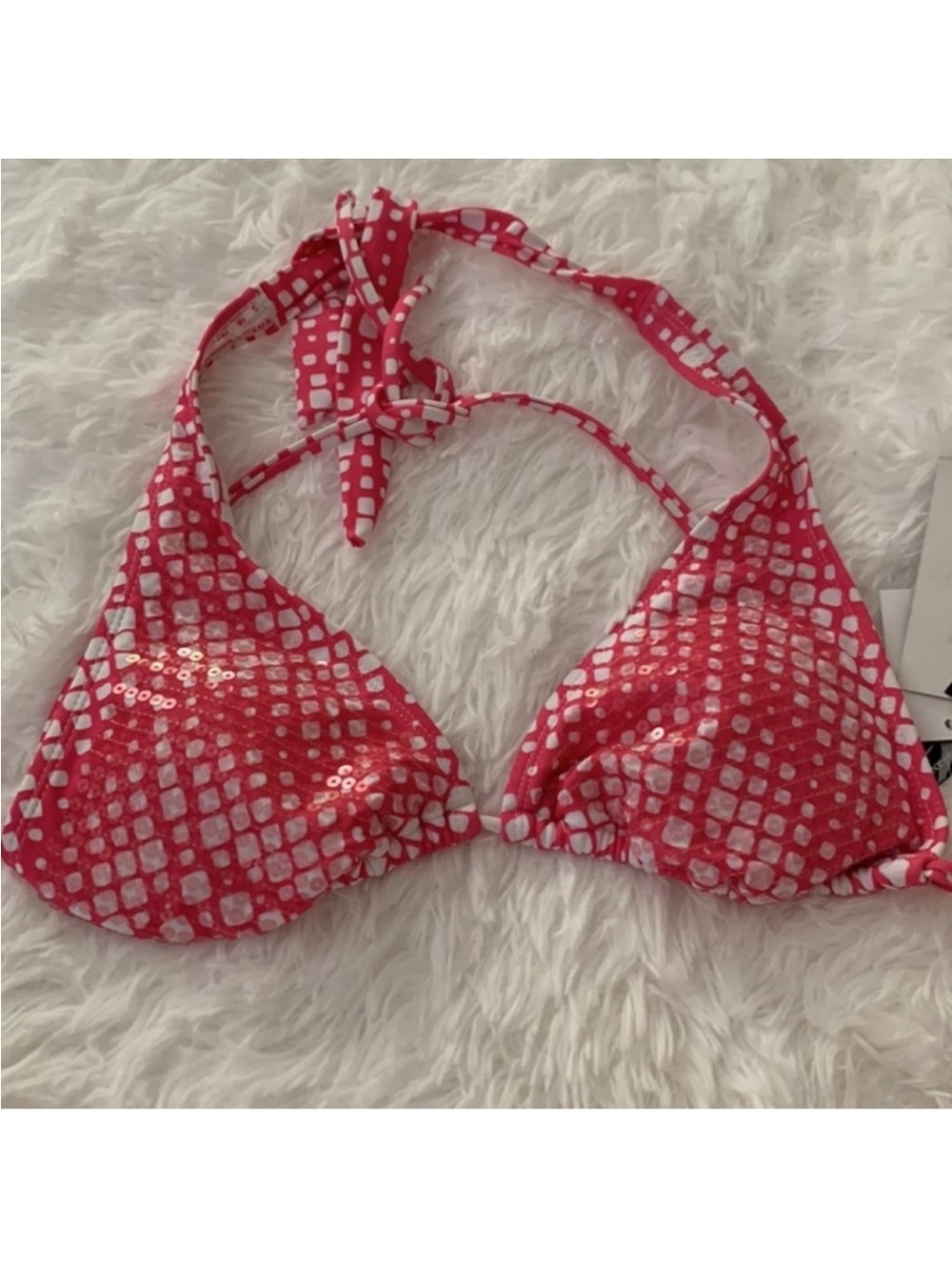 Pink Light Sequins Halter Tie Top Only - Picture 3 of 13